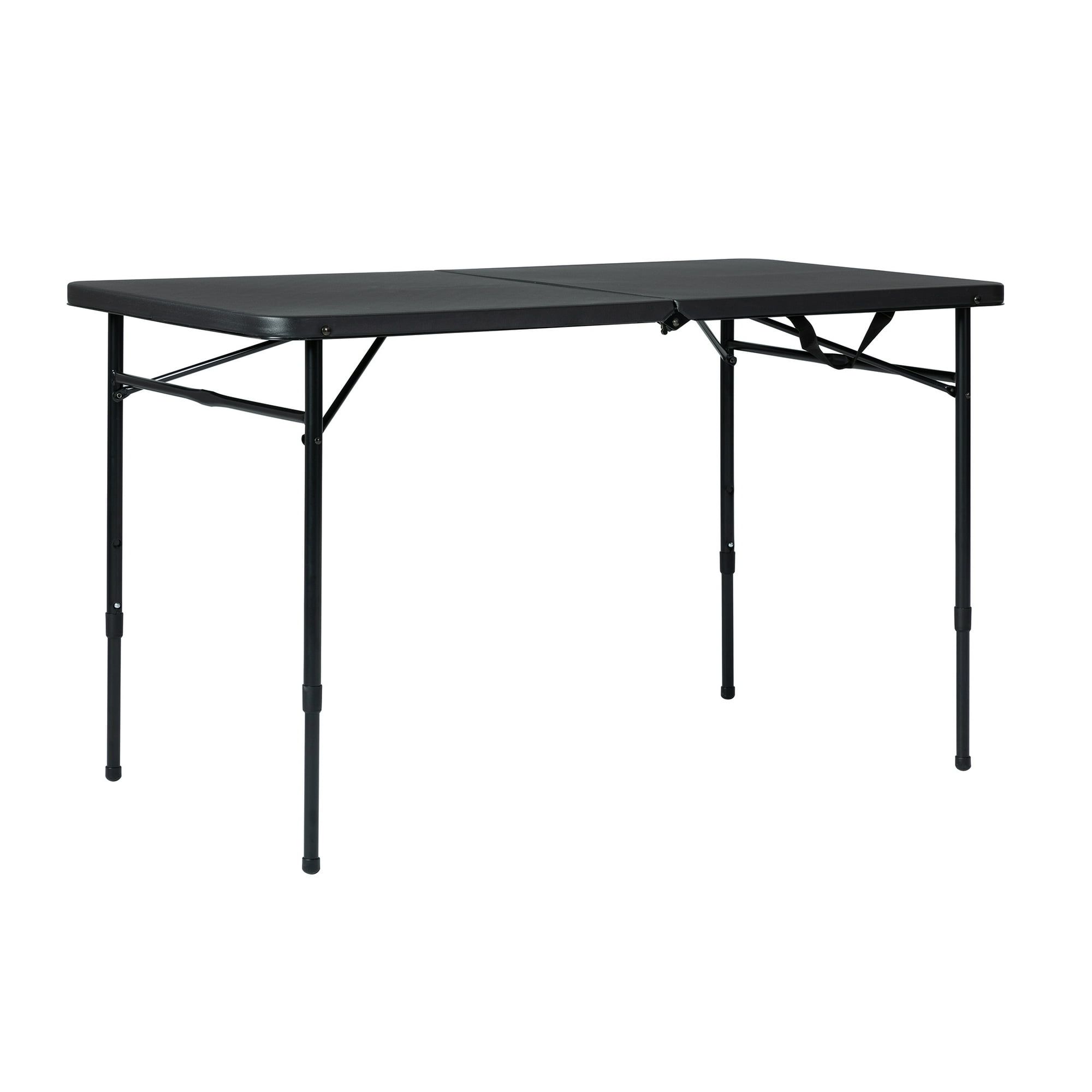d0102x3wziw.jpg 4 Foot Fold-in-Half Adjustable Folding Table, Rich Black - Image 1