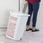 Wheeled Hamper, Plastic Laundry Hamper with Handle for Easy Transport, White - Image 2