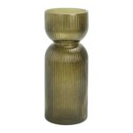 Green Translucent Ribbed Glass Tabletop Vase - Image 2