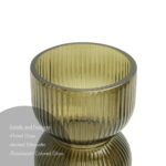 Green Translucent Ribbed Glass Tabletop Vase - Image 3
