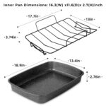 Rectangle 18.9" Non-Stick Carbon Steel Grey With Speckle Roaster Pan & Wire Rack Gauge on 0.5 mm Thickness - Image 2