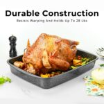 Rectangle 18.9" Non-Stick Carbon Steel Grey With Speckle Roaster Pan & Wire Rack Gauge on 0.5 mm Thickness - Image 4