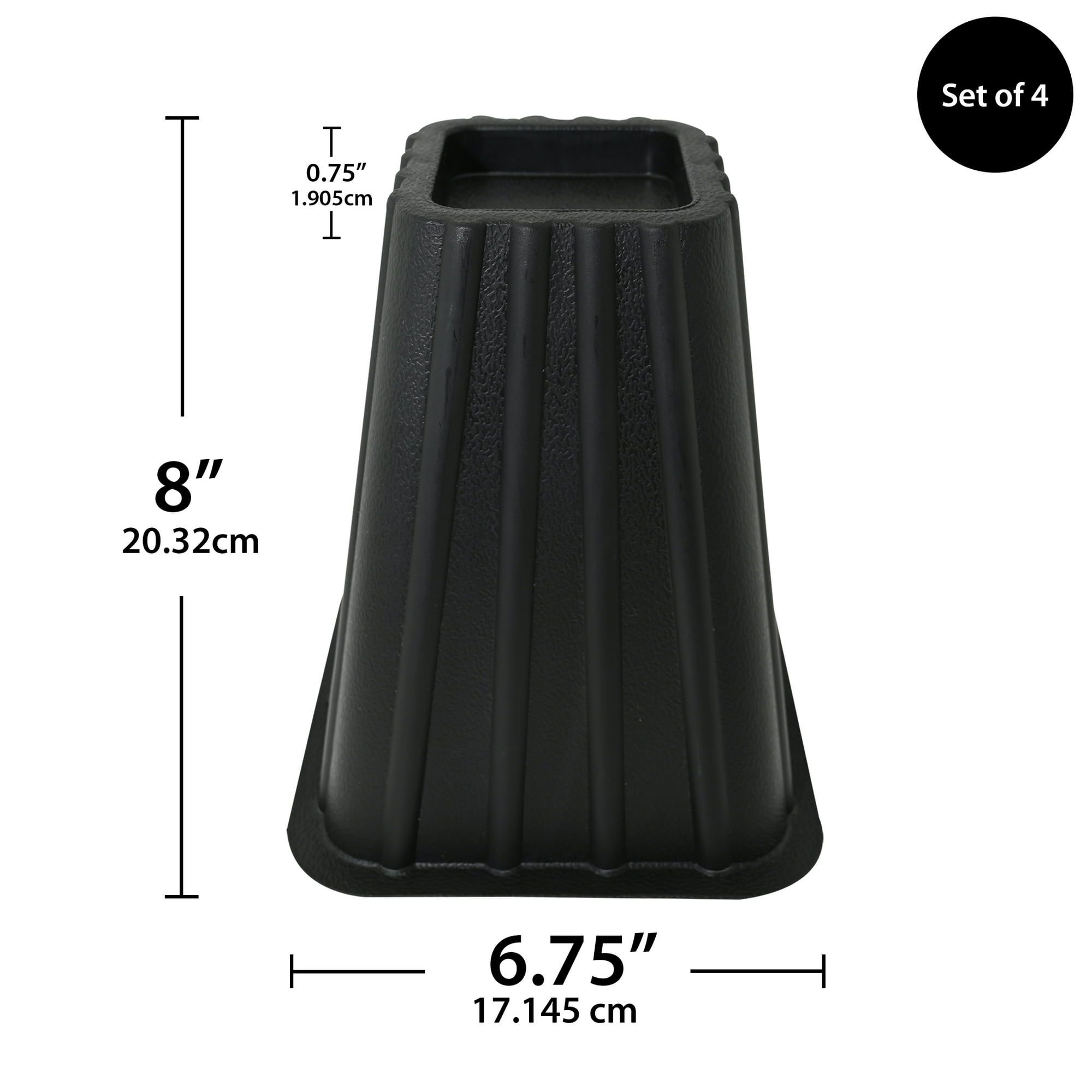 d0102x3yfkg.jpg Home Management Tall Bed Risers, Black, 4-Pack, Assembled Size 6.75 in x 6.75 in x 8 in - Image 1