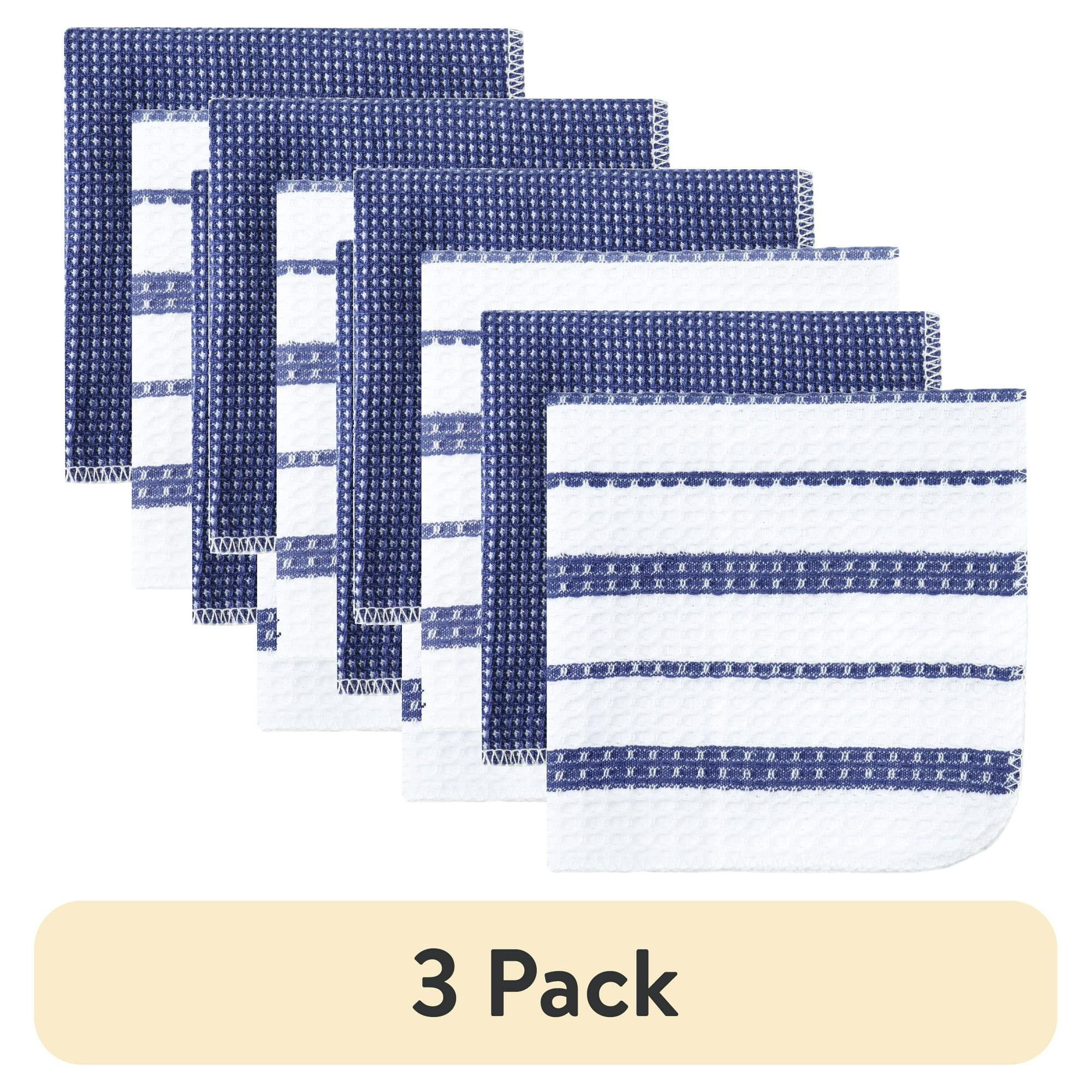 d0102x3yfwa.jpg (3 pack) Cotton Waffle Dishcloth, Blue & White Striped, 4 Piece, 12 in x 12 in - Image 1