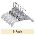 (5 pack) Dress Hanger, 4 Pack, Adult, Crystal Clear Plastic, Swivel Neck