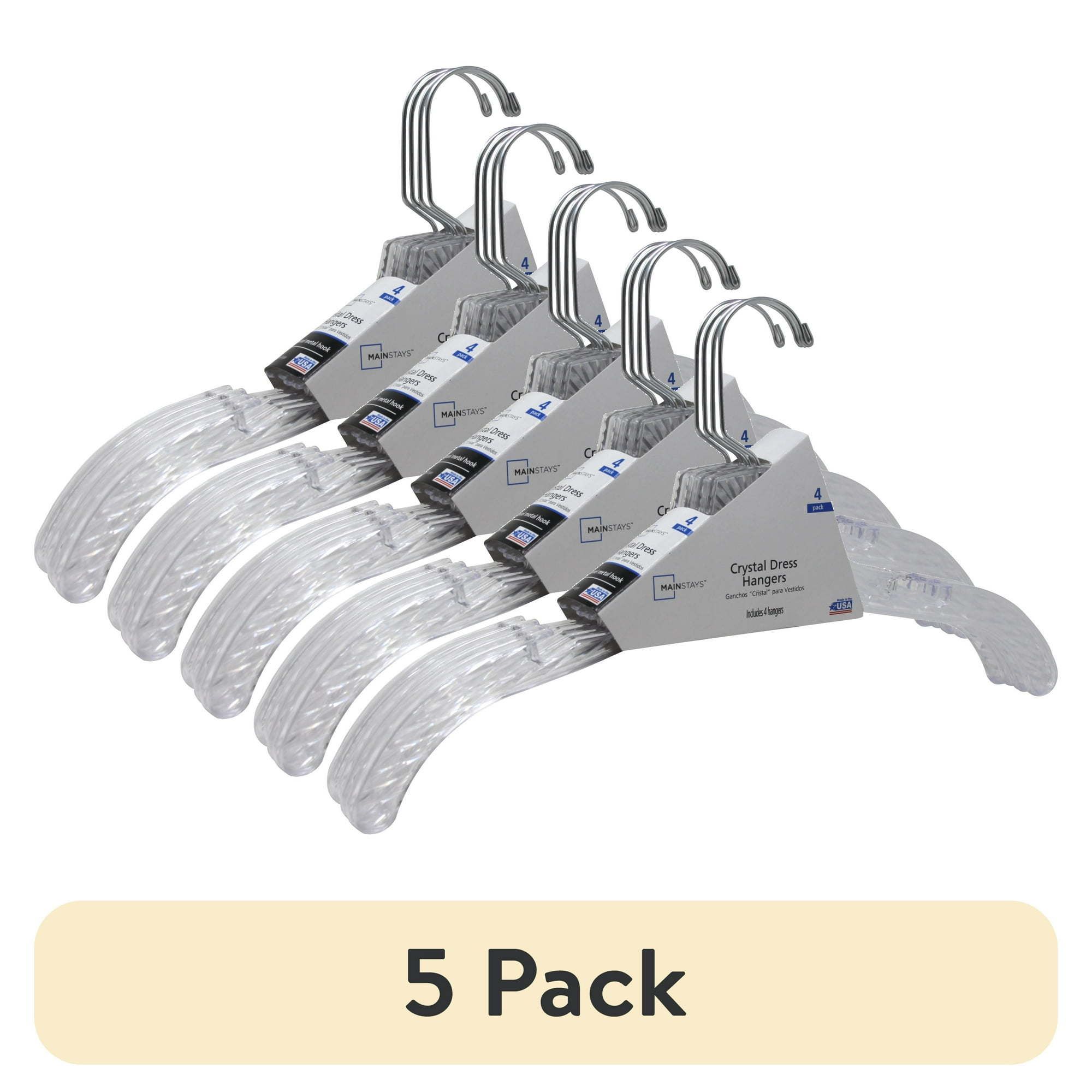 d0102x3yj4w.jpg (5 pack) Dress Hanger, 4 Pack, Adult, Crystal Clear Plastic, Swivel Neck - Image 1