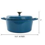 4.75qt Oven-Safe Cast Iron Ceramic Enamel Round Dutch Oven, Blue - Image 3