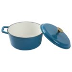 4.75qt Oven-Safe Cast Iron Ceramic Enamel Round Dutch Oven, Blue - Image 5