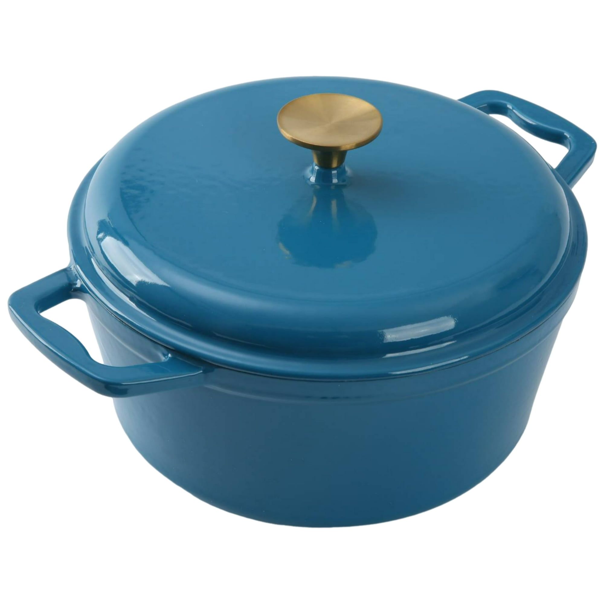 d0102x3yz0a.jpg 4.75qt Oven-Safe Cast Iron Ceramic Enamel Round Dutch Oven, Blue - Image 1