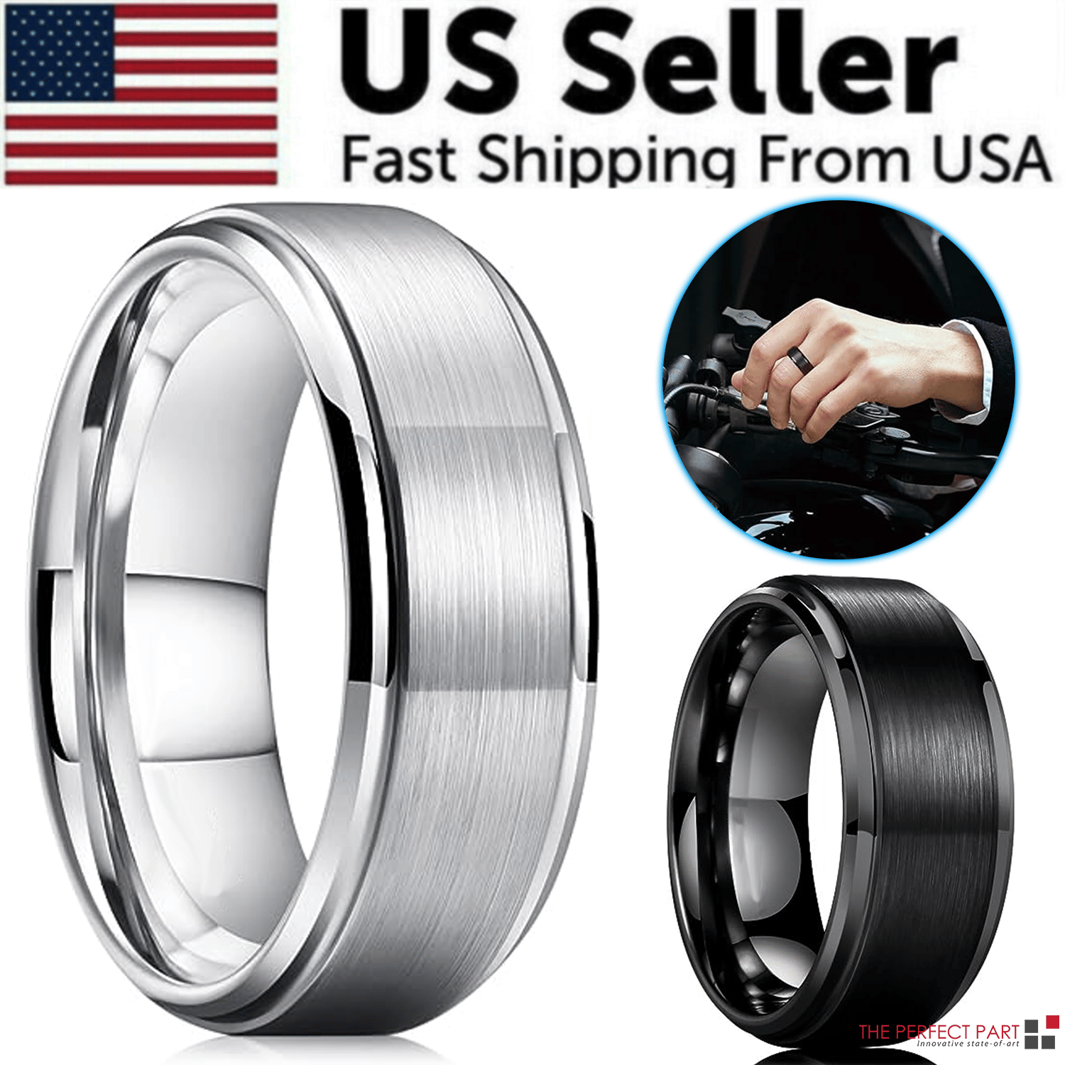 d0102xfhkj2.png Tungsten Carbide Wedding Band Ring Brushed Silver Mens Jewelry Size 5-17 + Half - Image 1