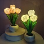 LED Tulip Table Lamp with Vase | USB-Powered Floral Ambient Night Light for Bedroom & Desk Decor - Image 12