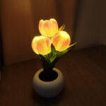 LED Tulip Table Lamp with Vase | USB-Powered Floral Ambient Night Light for Bedroom & Desk Decor
