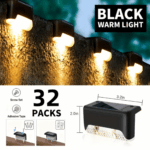 16-Pack Solar Deck Lights (Warm White) | Waterproof LED Outdoor Step & Fence Lighting for Yard & Patio