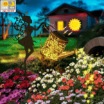 Solar Watering Can Waterfall Lights | Vintage Metal Fairy Garden Lantern Decor for Lawn & Pathway - Image 12