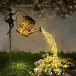 Solar Watering Can Waterfall Lights | Vintage Metal Fairy Garden Lantern Decor for Lawn & Pathway