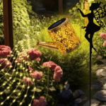 Solar Watering Can Waterfall Lights | Vintage Metal Fairy Garden Lantern Decor for Lawn & Pathway - Image 7