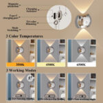 2-Pack Modern LED Motion Sensor Wall Sconce | Magnetic USB Rechargeable Light with 3 Color Modes - Image 17