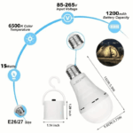 4/8-Pack Rechargeable Emergency LED Bulbs (80W Eqv.) | A19 E26/E27 Battery Backup & Flashlight - Image 10