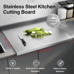 Premium 304 Stainless Steel Cutting Board | Large Reversible Chopping Board for Meat, Veggies & Baking - Image 12
