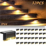 16/32-Pack Solar Outdoor Step Lights | Waterproof LED Pathway & Fence Lighting for Garden & Patio