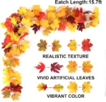 Boho Macrame Wall Hanging Shelf with Lighted Fall Garland - 2-Pack Floating Shelves - Image 9