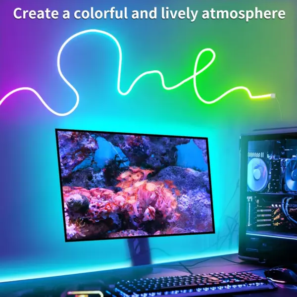 RGB LED Neon Rope Lights - 16.4/32.8 ft Flexible App-Controlled Light Strip with Music Sync - Image 10