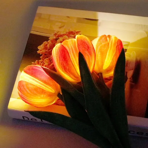 LED Tulip Table Lamp with Vase - Adjustable Brightness & Color Modes USB Powered - Image 7