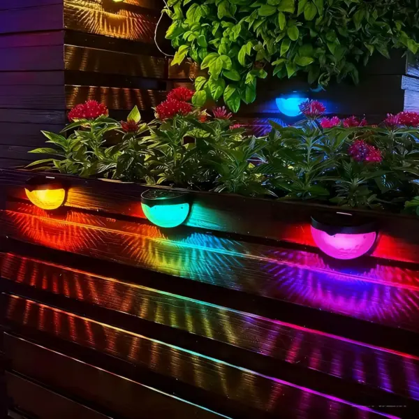 Solar Fence & Wall Lights with Motion Sensor - Rechargeable Multi-Color LED Outdoor Lamp - Image 20