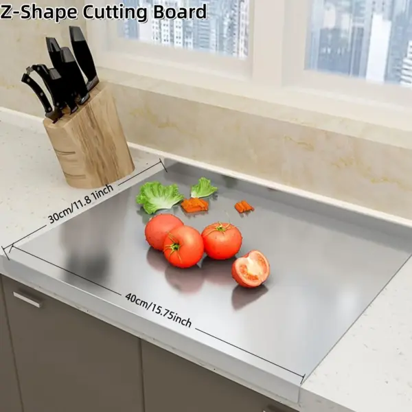 Large Stainless Steel Cutting Board with Lip - Anti-Slip Food-Grade Meat & Veggie Board - Image 11