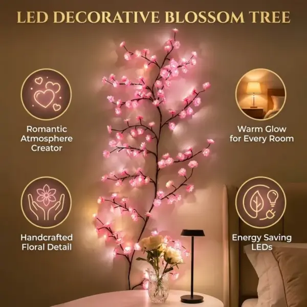 LED Cherry Blossom Wall Vine - Flexible Branch Lights with Remote & 8 Lighting Modes - Image 9
