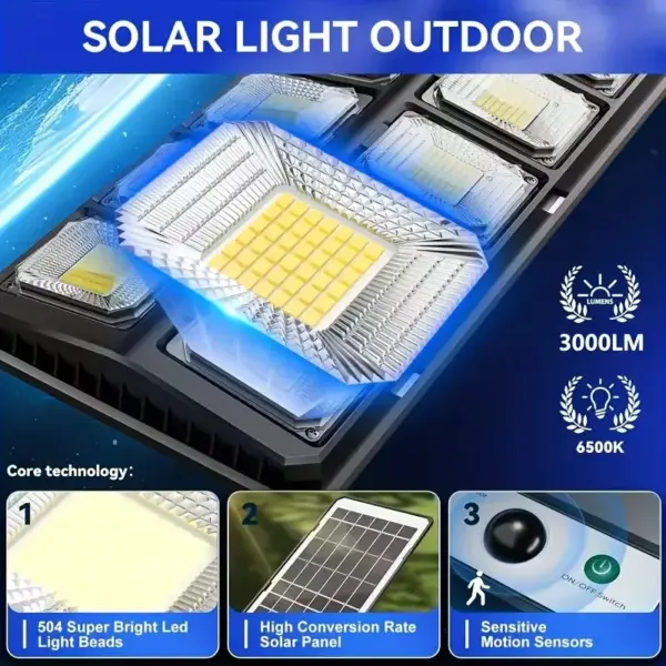 High-Brightness LED Solar Street Light - 8000LM Waterproof Dusk-to-Dawn Road Lamp - Image 20