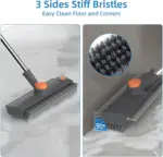 3-in-1 Stiff Bristle Floor Scrubber with Long Handle & Squeegee - Image 3