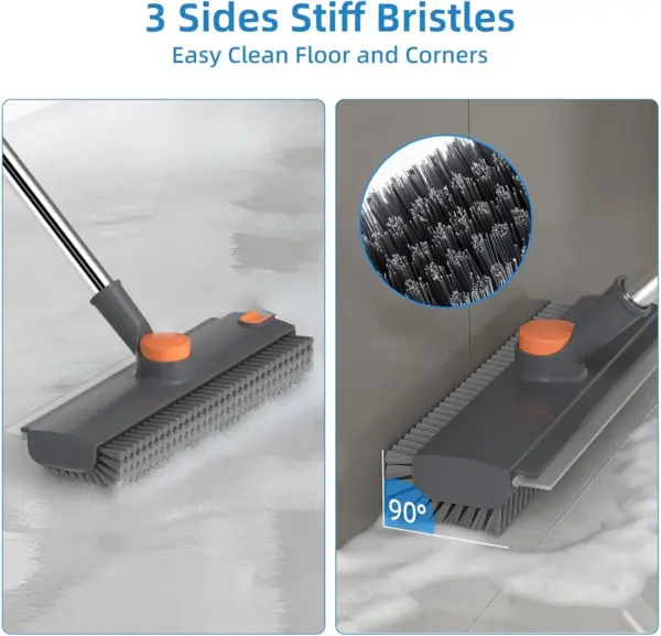 3-in-1 Stiff Bristle Floor Scrubber with Long Handle & Squeegee - Image 3