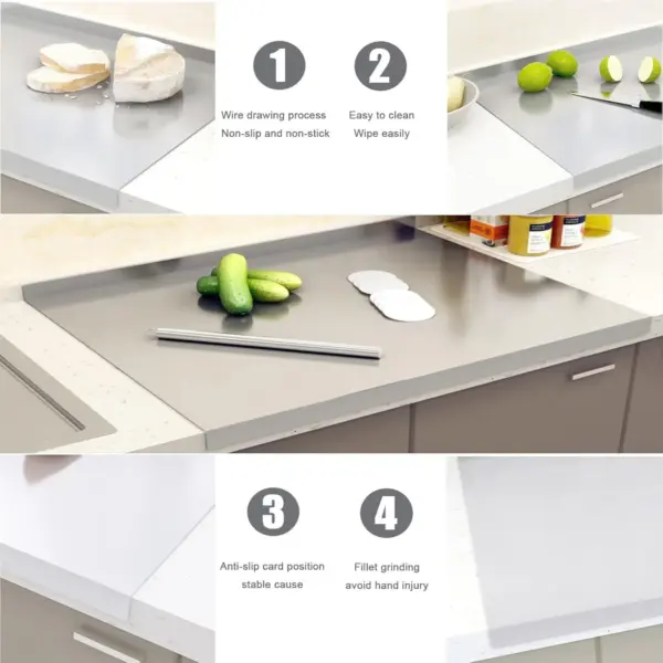 Z-Shaped 304 Stainless Steel Double-Edge Cutting Board - Extra-Large Pastry and Protection Mat - Image 16