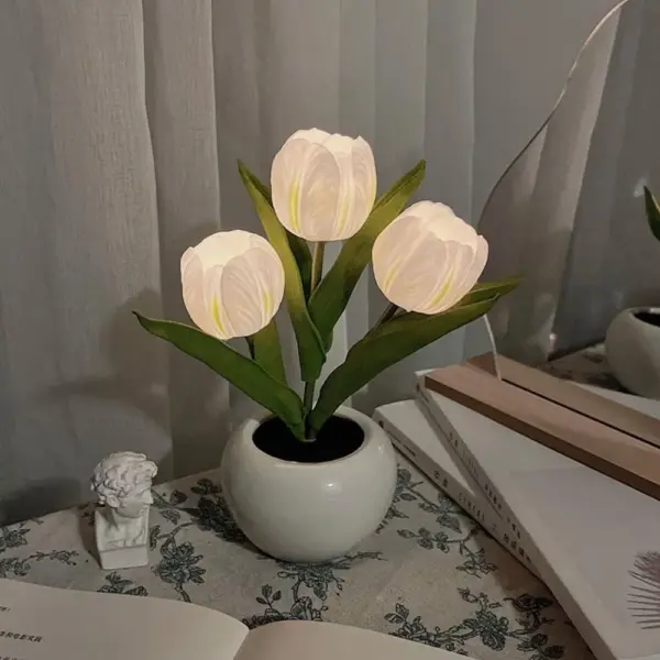 LED Tulip Table Lamp with Vase - Adjustable Brightness & Color Modes USB Powered - Image 11