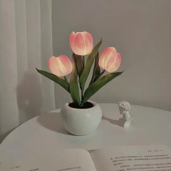 LED Tulip Table Lamp with Vase - Adjustable Brightness & Color Modes USB Powered - Image 20