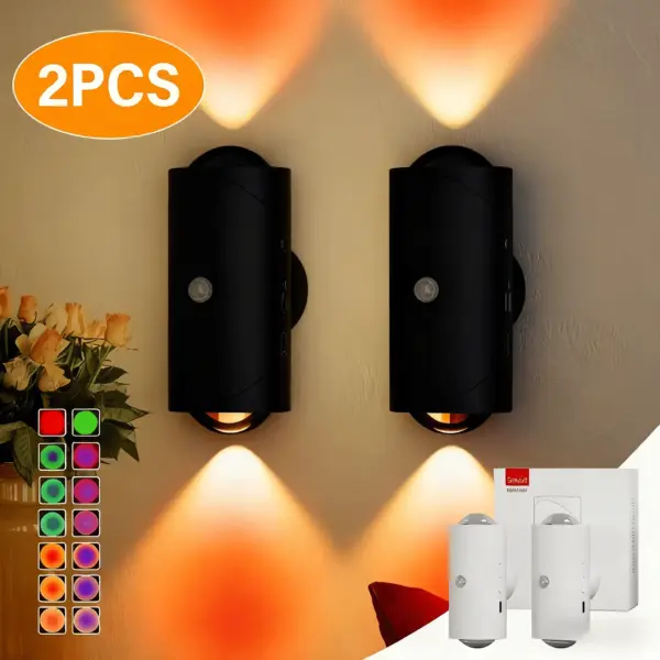 Motion Sensor Night Lights - USB-C Rechargeable Magnetic Wall Lamps with Colorful Neon Modes - Image 11
