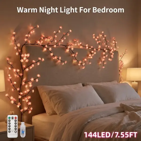 LED Cherry Blossom Wall Vine - Flexible Branch Lights with Remote & 8 Lighting Modes - Image 22