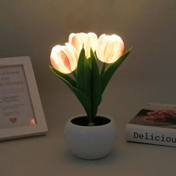 LED Tulip Table Lamp with Vase - Adjustable Brightness & Color Modes USB Powered - Image 17