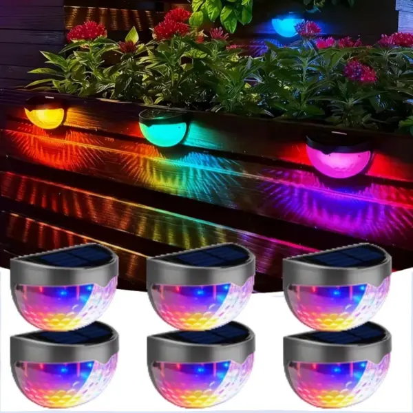 Solar Fence & Wall Lights with Motion Sensor - Rechargeable Multi-Color LED Outdoor Lamp - Image 46