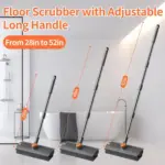 3-in-1 Adjustable Floor Scrub Brush with Long Handle & Squeegee - Image 2