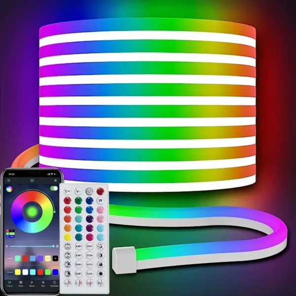 RGB LED Neon Rope Lights - 16.4/32.8 ft Flexible App-Controlled Light Strip with Music Sync - Image 28