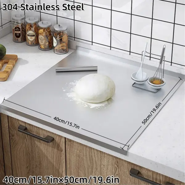 Z-Shaped 304 Stainless Steel Double-Edge Cutting Board - Extra-Large Pastry and Protection Mat - Image 2