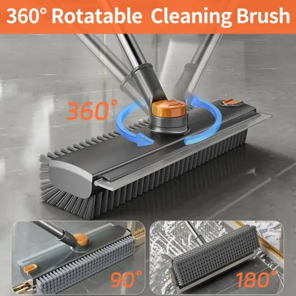 3-in-1 Adjustable Floor Scrub Brush with Long Handle & Squeegee - Image 4