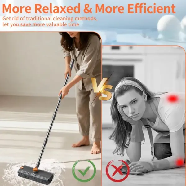 3-in-1 Adjustable Floor Scrub Brush with Long Handle & Squeegee - Image 6