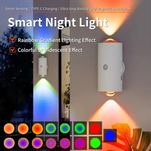 Motion Sensor Night Lights - USB-C Rechargeable Magnetic Wall Lamps with Colorful Neon Modes - Image 17