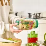 Leak-Resistant Salad Container with Dressing Cup & Side Opening - Travel-Friendly Lunch Box (Green) - Image 22