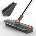 3-in-1 Stiff Bristle Floor Scrubber with Long Handle & Squeegee