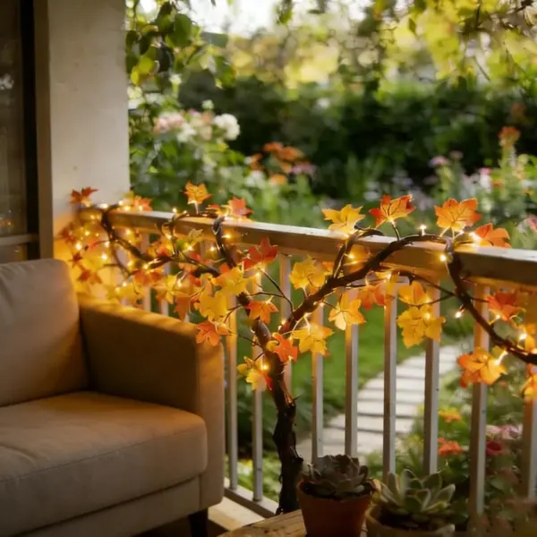 Boho Macrame Wall Hanging Shelf with Lighted Fall Garland - 2-Pack Floating Shelves - Image 35