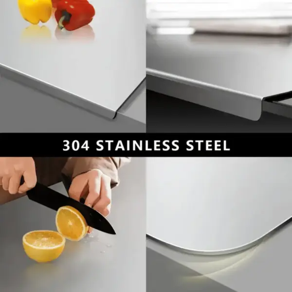 XXL Stainless Steel Double-Sided Cutting & Baking Tray - Versatile Kitchen Board & Serving Platter - Image 7